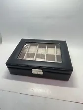 10 Slots pu Leather Watch Box Organizer Glass Storage engraved CJ with lock/key