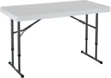 LIFETIME 80160 4ft Folding Utility Table, Adjustable Height, White Granite New
