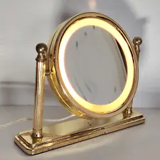 Vintage Brass Make Up Mirror Vanity Light Cosmetic Magnifying Hollywood Regency