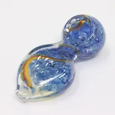3.5" BLUE FLAT RASTA LINER GLASS PIPE SMOKING HERB HAND PIPES SMB-0167
