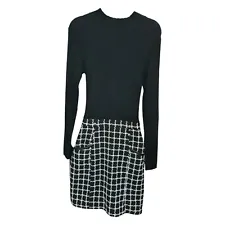 Lipsy Winter Dress Long Sleeve Black Top, Black & White Boucle Skirt Size UK 10