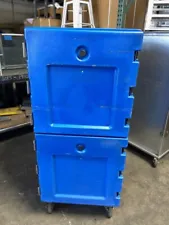 Full Size Cambro Mobile Food Tray Carrier Cart 2 Split Doors On Wheels NSF #1211