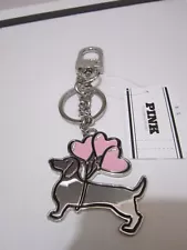 BNIP VS PINK METAL DOG & BALLOON KEYCHAIN~ADORABLE & NEW!