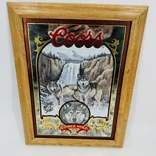 1995 Coors Beer Nature Series Timber Wolf Mirror Sign Bar Mancave Limited Ed