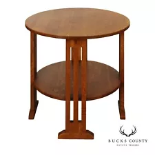 Stickley Mission Collection Oak Round Side Table