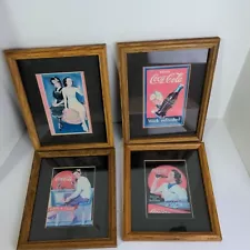 Coca-Cola " Pictures in Wood Frame Set Of 4