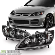 For 2004-2005 Honda Civic 2/4 Door Headlights JDM Black Headlamps Set Left+Right