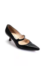 Manolo Blahnik Womens Patent Leather Mary Jane Pumps Black Size 36.5 6.5