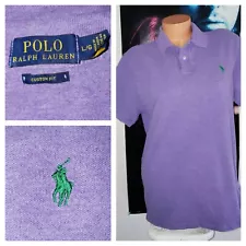 Vintage Ralph Lauren Polo Purple Green Prep Shirt Sz M/L Short Sleeve Golf Work