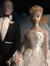 BEAUTIFUL ORIGINAL VINTAGE BARBIE #3 1959 AND KEN 1960s WEDDING COUPLE FOR SALE!