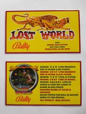 * * 'LOST WORLD' Bally 1978 Custom Instruction/Apron Cards * * (New)