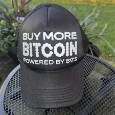 Buy More BIT COIN Powered by B TsBlack Foam Trucker Hat Cap White Foam Letters