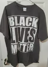 Men’s Port & Company Black Lives Matter Short Sleeve T-Shirt Gray Size Large