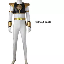 White Ranger Tommy Oliver Dino Rangers Uniform Breastplate Cosplay Costume Suit