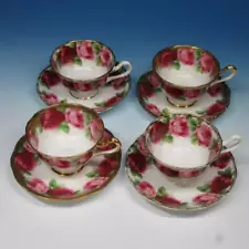 Royal Albert Bone China - Old English Rose - 4 Tea Cups and 4 Saucers