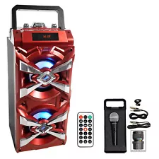 NYC Acoustics X-Tower Bluetooth Karaoke Machine System w/LED's+Microphone+Remote