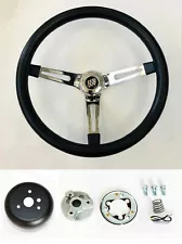 1964-1966 Buick Skylark Gran Sport Black Grip on Chrome Steering Wheel 15" (For: 1966 Buick Gran Sport)