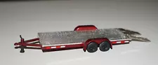 RED TANDEM AXLE CAR HAULER TRAILER DIECAST DIORAMA 1/64 JOHNNY LIGHTNING LOOSE