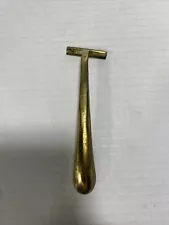 Vintage Heavy Solid Brass Razor Handle 5" Men’s Grooming Right Handed