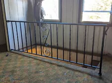 84" Heavy Vintage Antique Old Steel Wrought Iron Metal Handrail Porch Railing