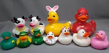 Lot of 11 Assorted Rubber Ducks Duckies for Jeep Ducking Bath Toys Good Variety.