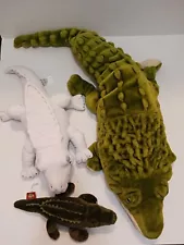 Crocodile Alligator Jumbo, Albino & Mini Plush Stuffed Zoo Animals Lot Of 3