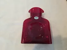 NEW Blenko Glass Beautiful Ruby Red 384 Water Bottle Acid Etched Made In 2023