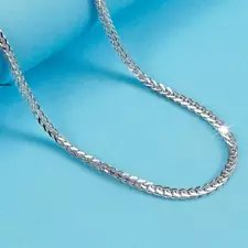 Pure Pt950 Platinum 950 Chain Women 1.2mm Wheat Link Necklace 2.4-2.6g 17.7inch