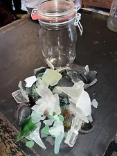 Genuine English Sea Glass Beautiful Coastal Colors Lot Vintage French Arc Jar