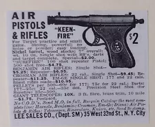 1937 "Keen-Fire" Air Postols & Rifles Advertisement Lee Sales Co. New York City