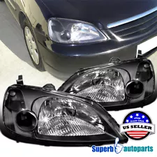 Fits 2001-2003 Honda Civic 2 4 Door Headlight Head Lamp Replacement Black