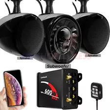 Bluetooth ATV UTV RZR Polaris Stereo 3 Speakers Audio 600W Amp FM Radio System