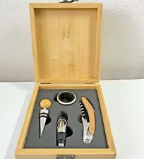 Wine Opener Gift Set Corkscrew Kit 4 Pieces Wine Opening Tool Kit Wooden Box