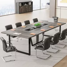 Tribesigns 8Ft Conference Table For 10 People Modern Wooden Metal Frame Black