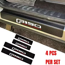 4 Pcs Carbon Fiber Leather Car Door Sill Protector Sticker for Ford F150 Roush (For: Ford F-150 Heritage)