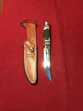 Vintage Schneidteufel Rostfrei Fixed Blade Stag Solingen Hunting Knife W/Sheath