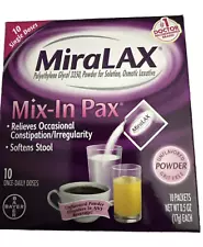 MiraLAX Mix-In Pax Constipation Relief 10 Once Daily Single Doses Exp 08/25