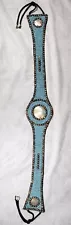 Native American Hand-Beaded Belt Sash Cowrie Sea Shell Turquoise Seed Beads 30"