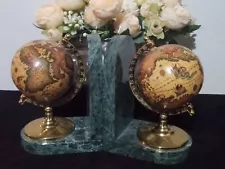 Beautiful Vintage World Globe Bookends-Home/Office Decor-Marble