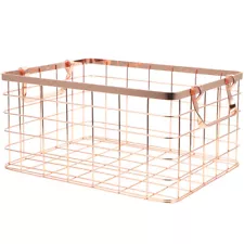 Wrought Iron Storage Basket Wire Black Baskets Vintage Decor Bins Thread Rack