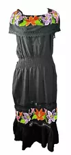 Embroidered Mexican Fiesta Boho Chic Summer Dress G