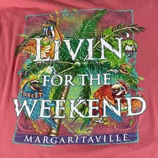 Jimmy Buffett Margaritaville Shirt Mens Large Red Livin For The Weekend Graphic