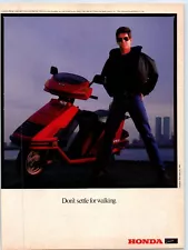 Honda Elite Deluxe Scooter Moped DON'T SETTLE FOR WALKING 1985 Print Ad 8"w x 10