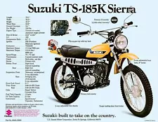 1973 SUZUKI TS-185K SIERRA SALES SPECS AD/ BROCHURE