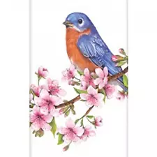 Mary Lake-Thompson Bluebird Cherry Tree Blossoms Flour Sack Towel