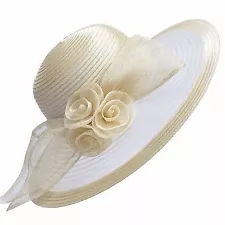 Womens Kentucky Derby Sinamay Flower Satin Preakness Belmont Ascot Hat A435