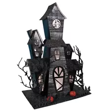 Lighted Spooky Black Haunted House