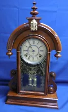 ANTIQUE ANSONIA "PARISIAN" WALNUT 8 DAY T/S MANTEL/SHELF CLOCK