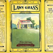 1920s Card Seed Co FREDONIA NY Lawn Grass Paper Label for 7oz Canister