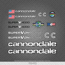 1945 Cannondale Super V 4000 Bicycle Stickers - Decals - Transfers - White